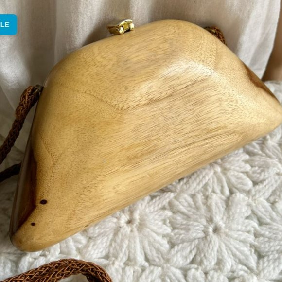 SUAREZ New York Natural Wood Handbag RARE - Picture 3 of 10